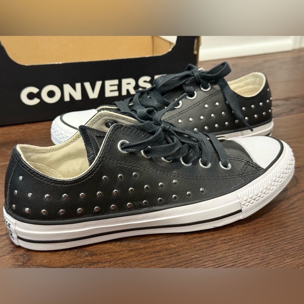 Converse Black Low Top Studded Sneakers - Picture 5 of 10